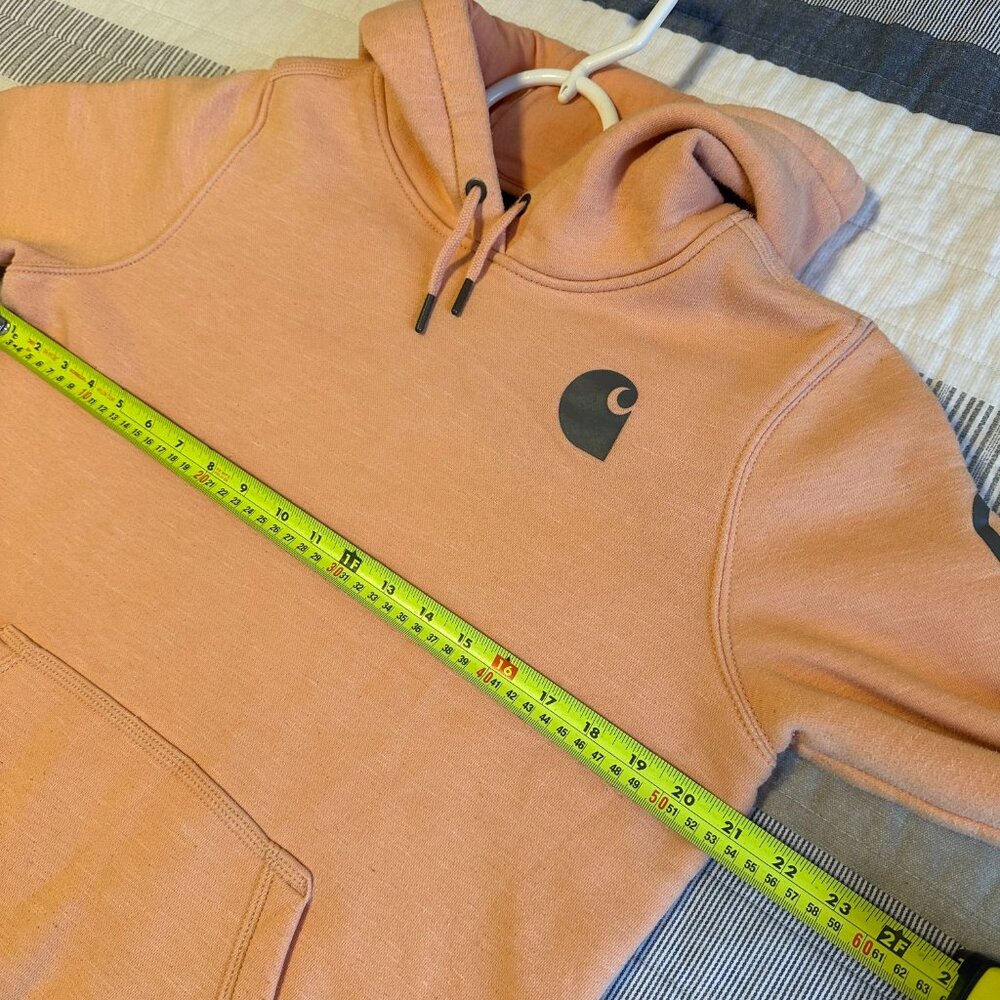 Carhartt Hoodie Sweatshirt Mens Medium Orange Distressed Long Sleeve - Picture 4 of 7